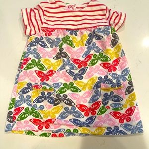 3-6 Month Baby Boden dress with butterflies and stripes